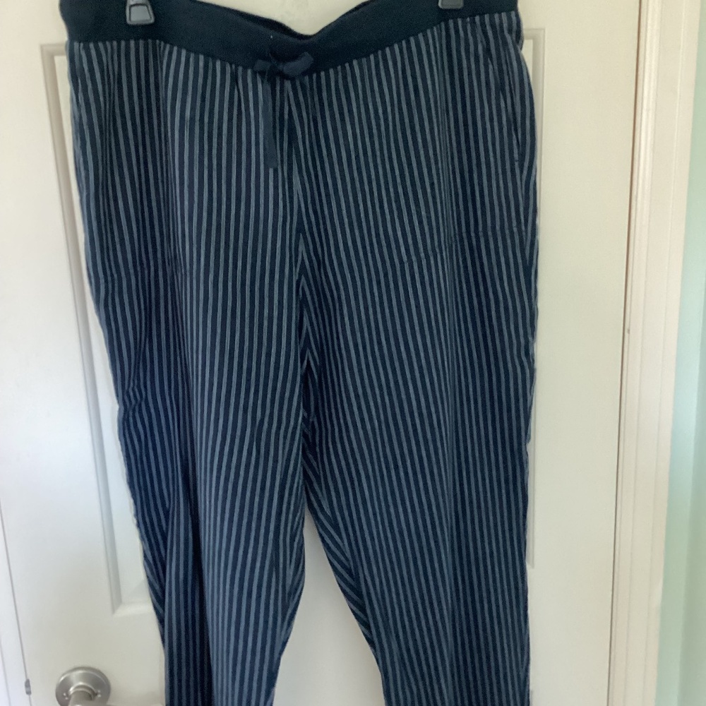 JJill pinstripe navy light cotton pants